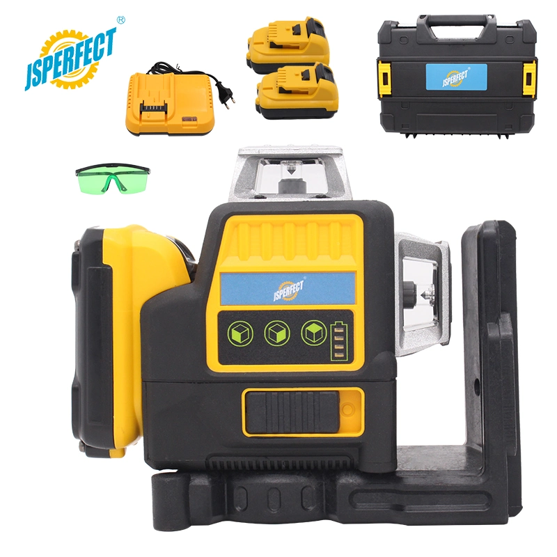 Professional Strong Green Beam laser Level 3D 360 with Two Batteries