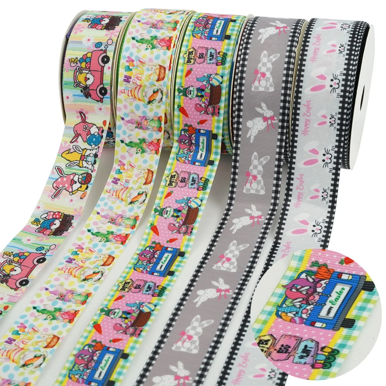 Fabrik Direkt Ostern Band Personalisierte Produktion Band Ribbon Druck Wärme Transferband DIY Handgefertigtes Polyester-Band