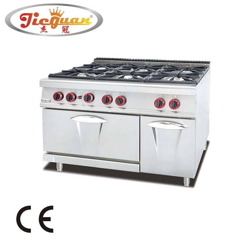 Stainless Steel Gas Range with 4-Burner and Lava Rock Grill and Nether Oven