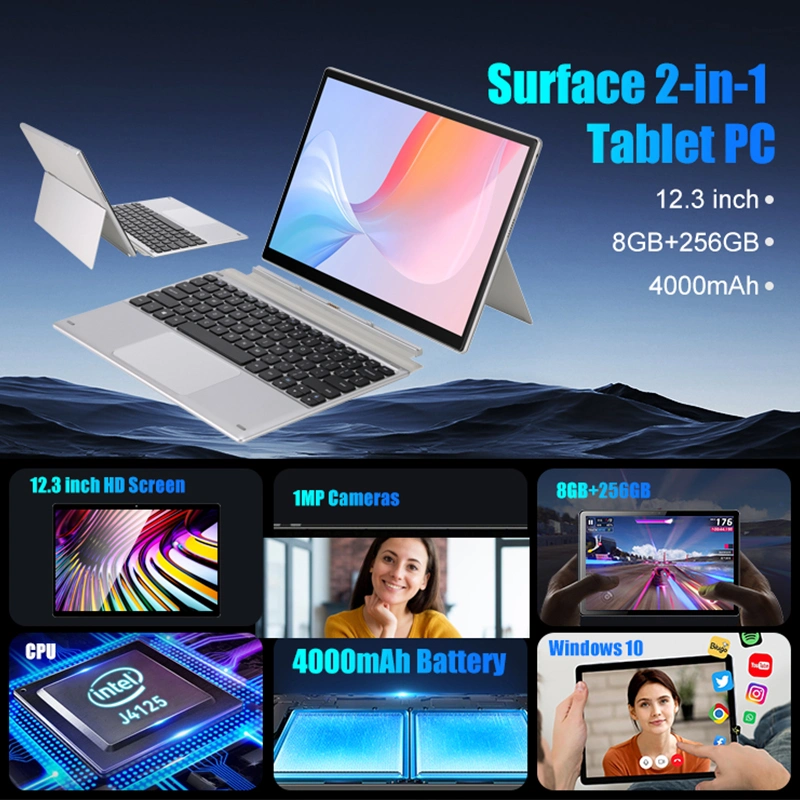 Nouvelle arrivée Usine Directe 12,3 pouces Win 11 Tablette PC 2 en 1 Ordinateur Portable Tablette PC à Écran Tactile Intel avec Clavier Détachable