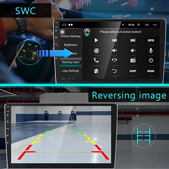 Sistema estéreo de Car Audio - Carplay Apple, Android, pantalla táctil, Auto/llamadas de audio Bluetooth de la unidad de cabeza, no Reproductor de CD, el receptor de radio FM RDS Cámara, Copia de seguridad soy DAB