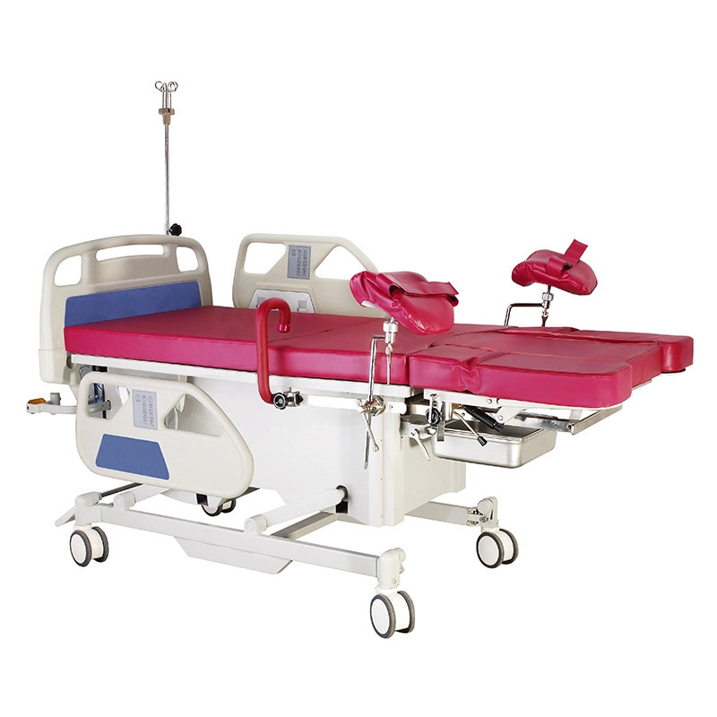 304stainless Steel Multi-Purpose Obstetric Laboring, Delivery Bed with Casters and Guard Rails