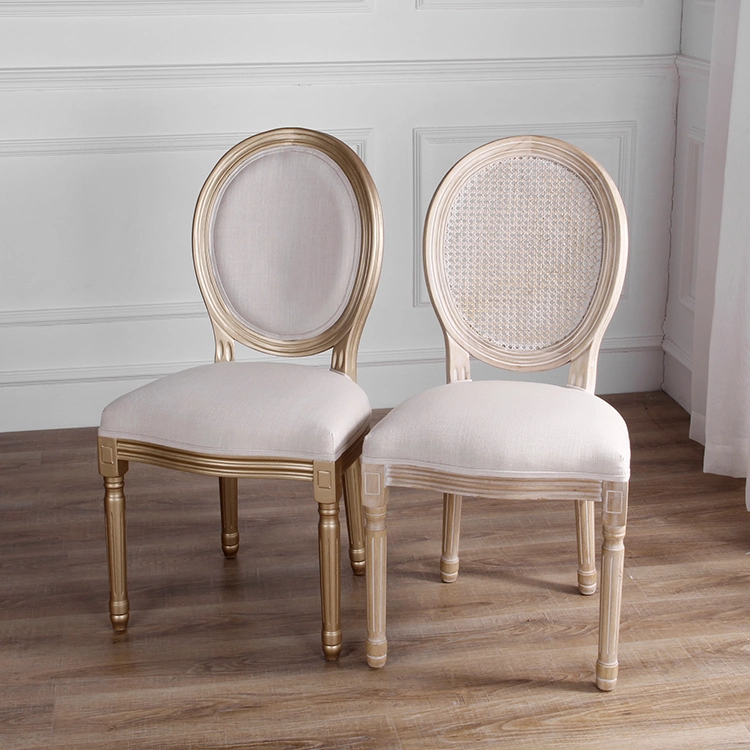 Kvj-6126 French Style Banquet Round Rattan Back Louis Chair