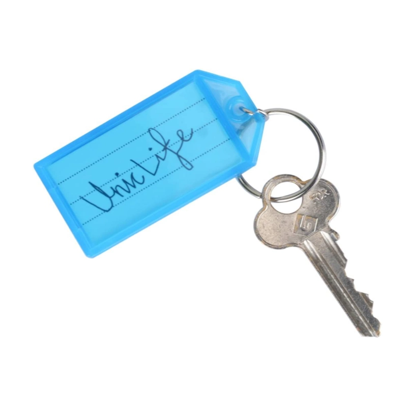 Tough Plastic Flip Key Tags with Split Ring Label Window Keychain Tag Waterproof Plastic Key Tag