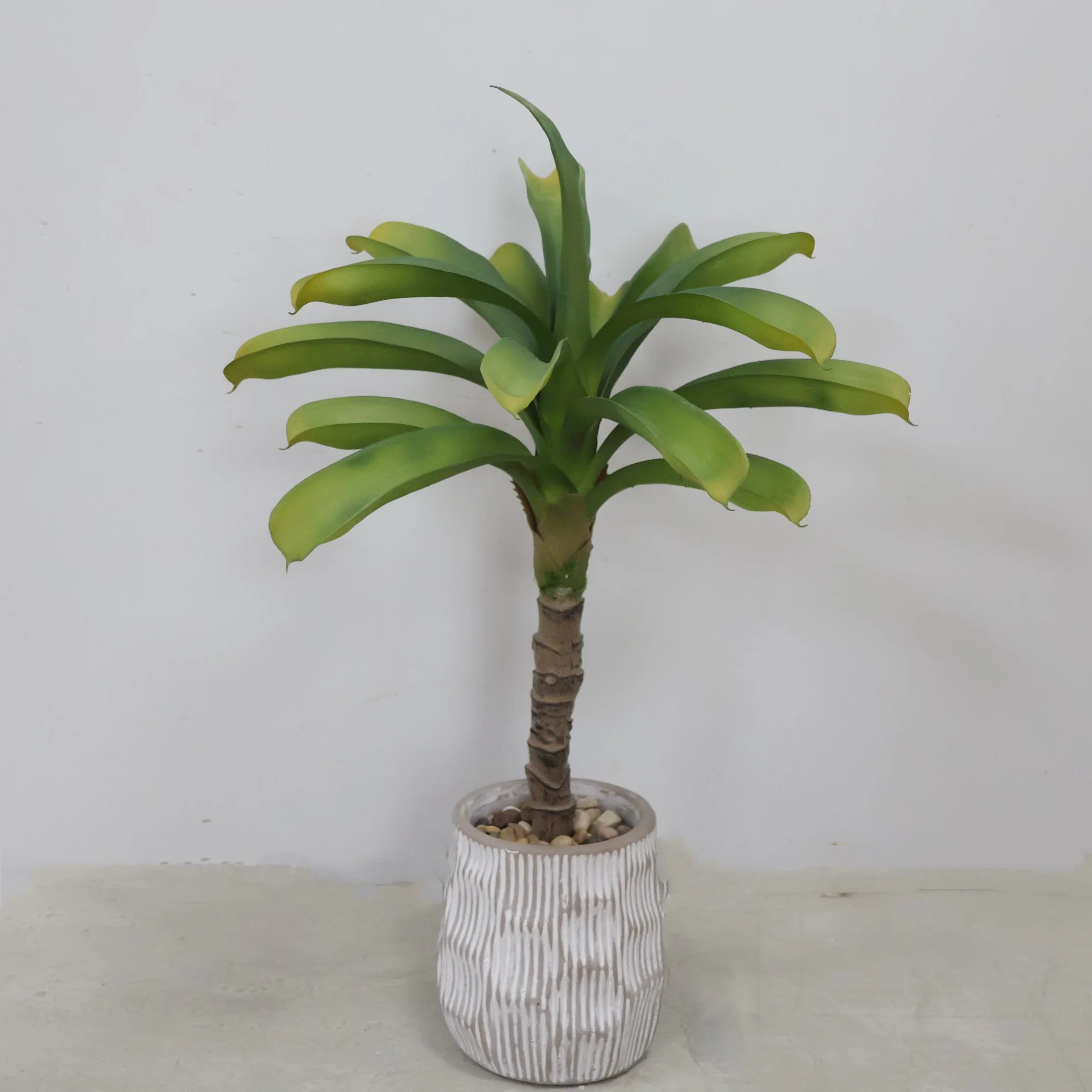 Indoor Decoration Plastic Plant Palm Leaves Bonsai Artificial Tree Pot Outdoor Decor