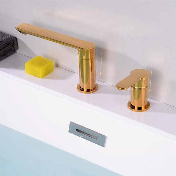 2 Löcher Single Handle Deck Montiert Messing Gold Badewanne Mischer Für Die Raumbadewanne