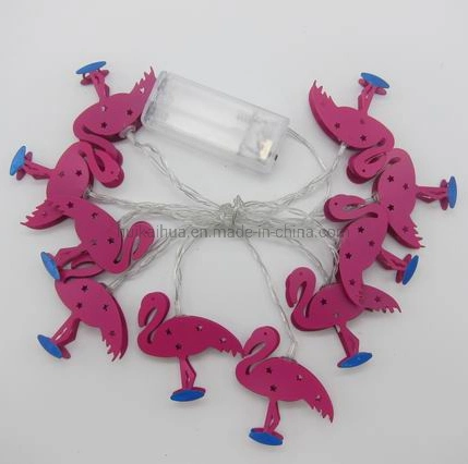 Pink Flamingo Party Wasserdichte Metall LED Solar Batterie String Lichter Für Gartendekoration im Sommer