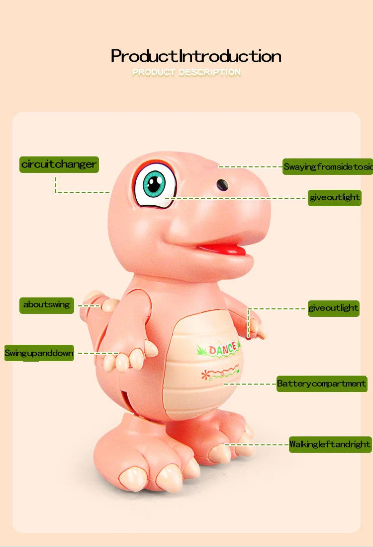 Wholesale/Supplier of Electric Singing and Dancing Dinosaur Toys with Simulated Sounds, Lights, Music Toys, Children's Gifts