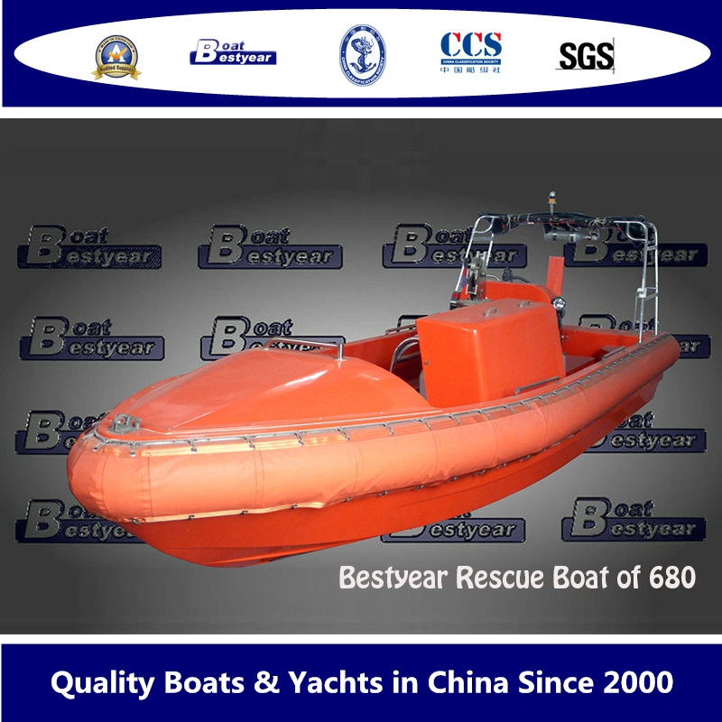 Bestyear 6.8m Fiberglass Rescue Boat Inboard Engine with Waterjet Verison