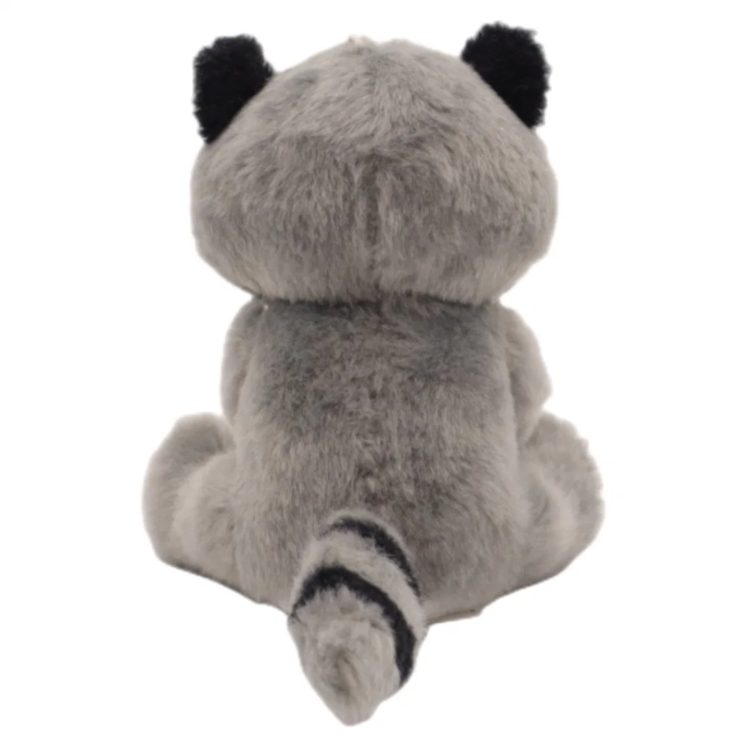 Wholesale/Supplier Lovely Plush Toys Custom Cute Animal Praying Rancoon Short Clip Keychain for Bag 13cm Grey Soft Stuffed Backpack Key Ring Key Chain