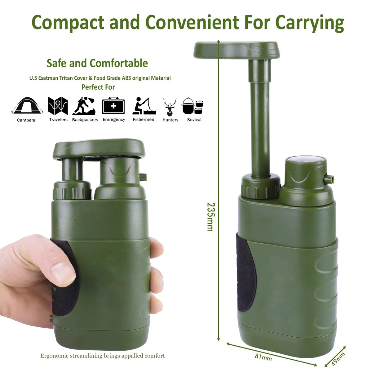 Outdoor Water Filter Straw Portable Emergency Filtering Water Filtration System Wbb15337