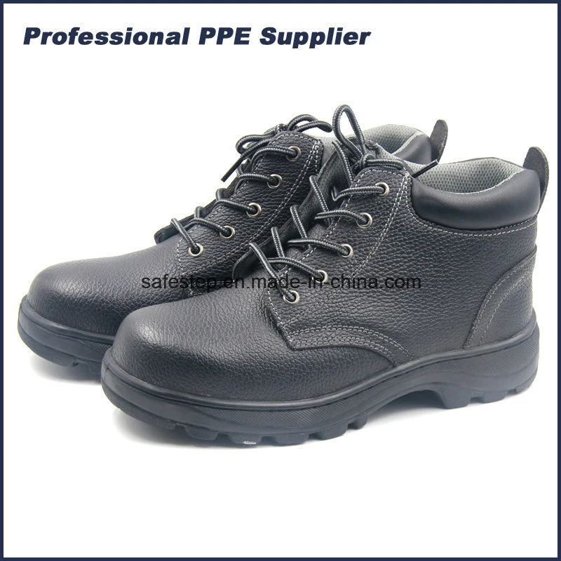 Botas de segurança industrial para homens que trabalham, com biqueira de aço resistente a óleo, antideslizantes e antistáticas, em couro preto genuíno para tornozelo, fabricadas para construção.