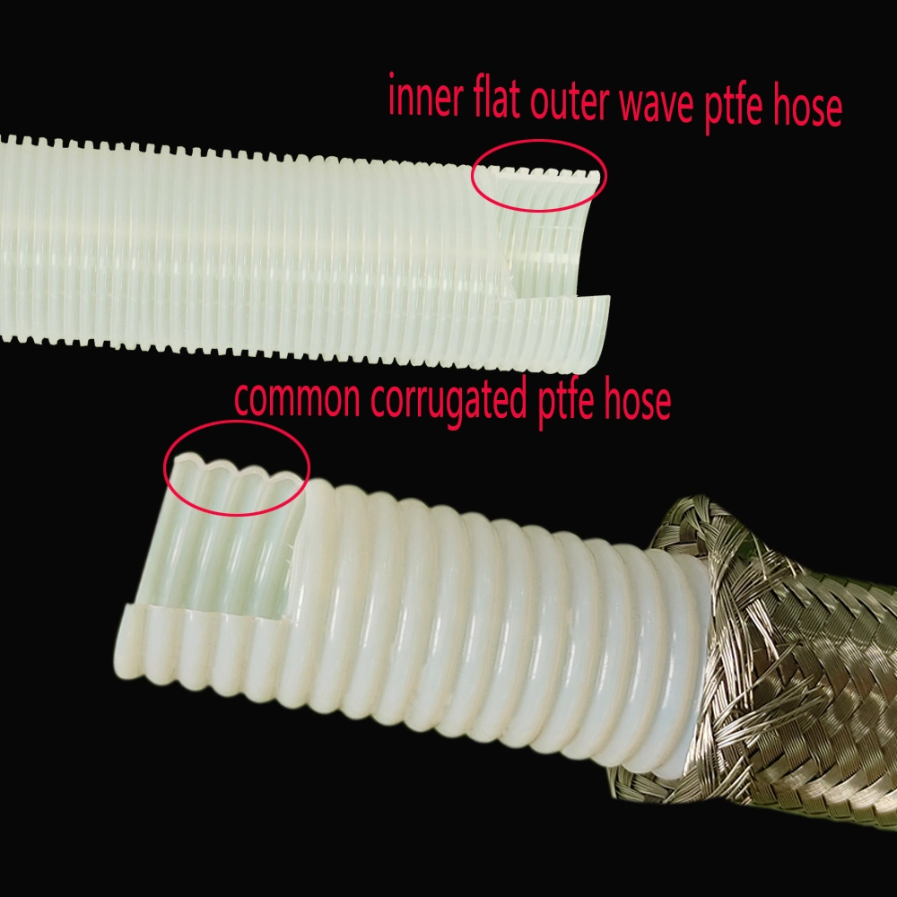 Smooth Core Corrugated Outer High Pressure Flexible Braided PTFE Hose