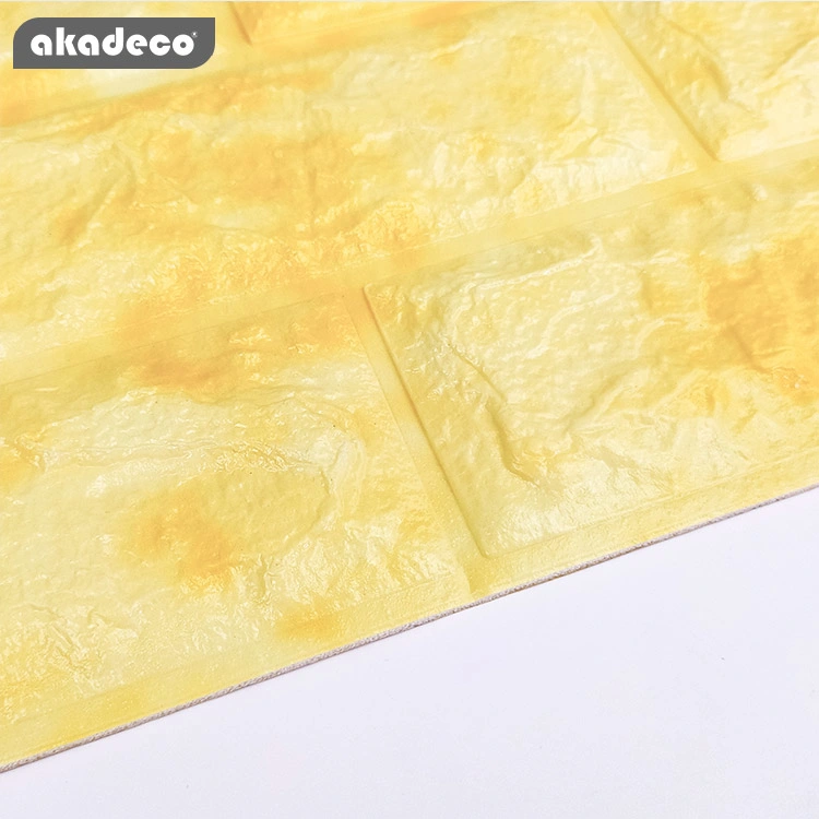 Akadeco Factory Direct Selling Yellow Brick Industrial Wind Simple Self Adhesive Easy to Erase Anti-Fouling Bedroom Simulation 5mm Decorative Wall Paper