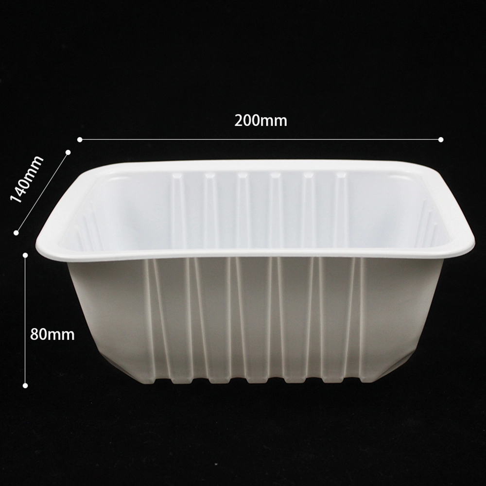 La vaisselle en plastique jetables 200mm de longueur PP Fresh-Keeping Boîte en plastique blanc pour emporter personnalisé