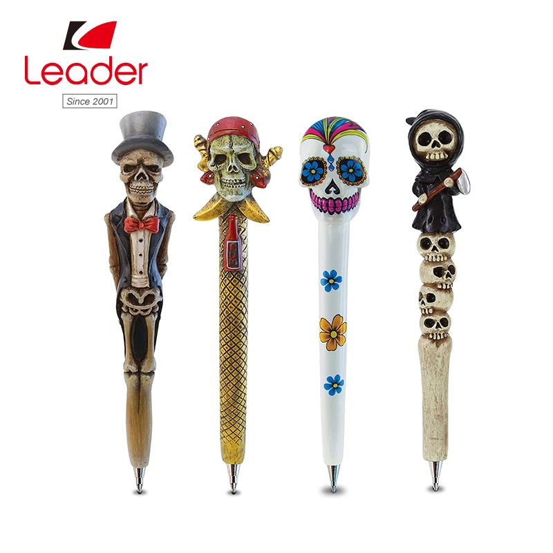 Skull Collection Novelty Pen Set of 4 Groom Skeleton, Pirate, White Skull, Skull Monster Unique Office Supplies Ballpoint Pen, Writing Pen