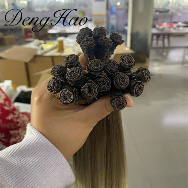 Human Virgin Raw Keratin Double Drawn Genius Pure Hand Tied Weft Hair Extension