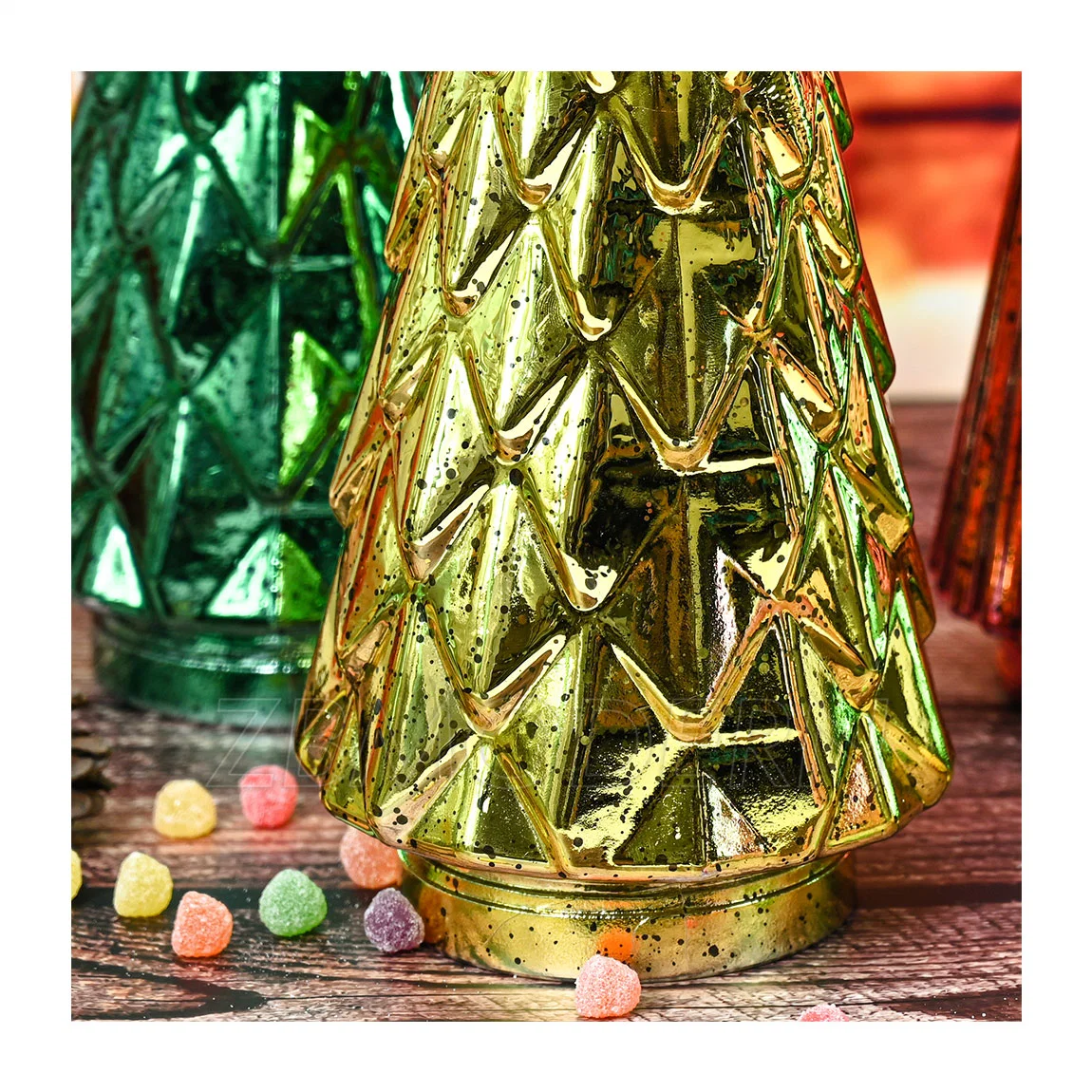 New Year Decoration Glass Christmas Tree Ornaments LED Christmas Tree Lighting