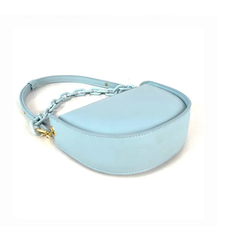 Hot Brand Fashion Handbags From China Half Moon Handbag with Acrylic Chain Saddle Bags