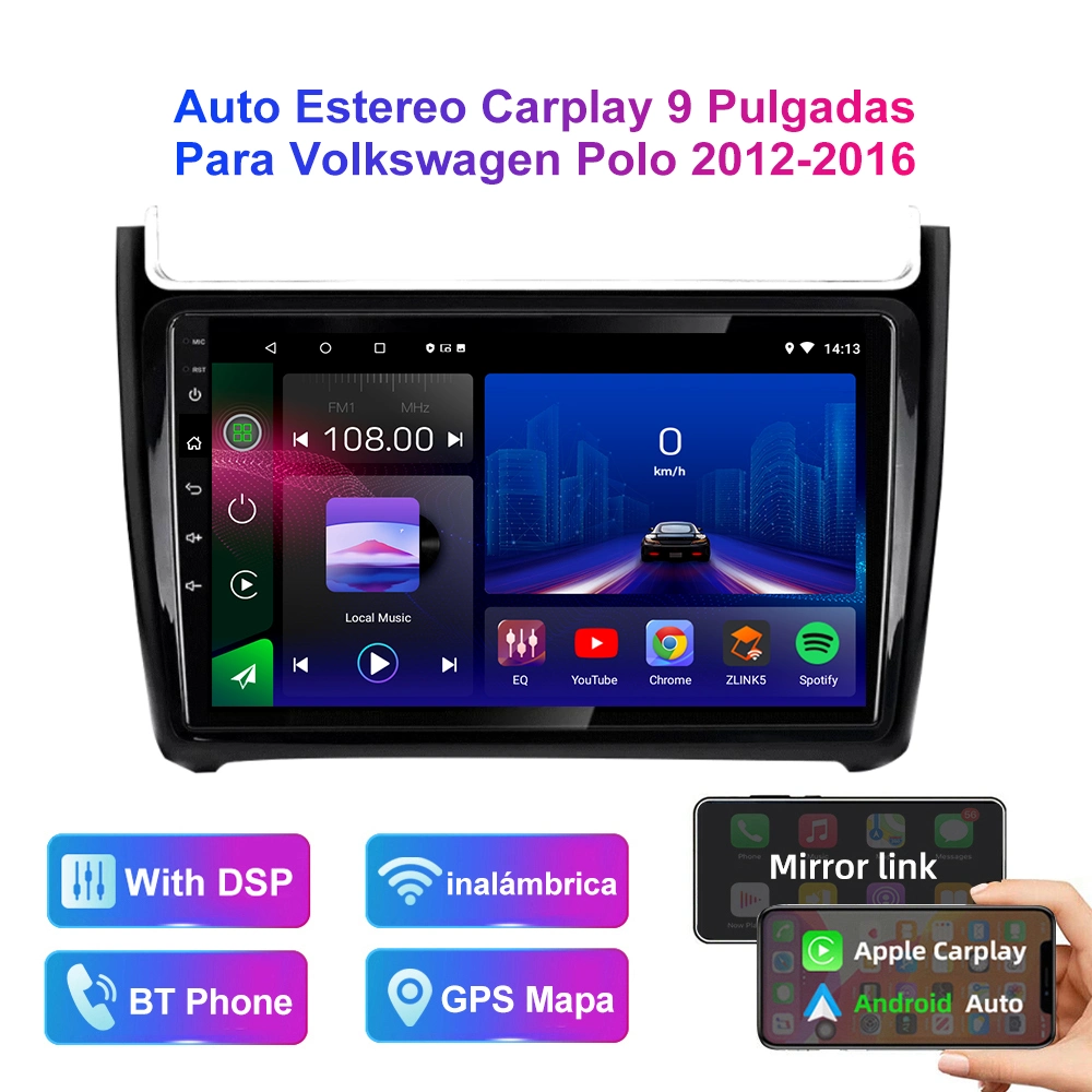 Jmance 9 Lnch автомобиль Android сенсорный экран GPS стерео радио Навигационная система CarPlay Electronics Video Car DVD для Volkswagen VW Polo 2012-2016 (A6)
