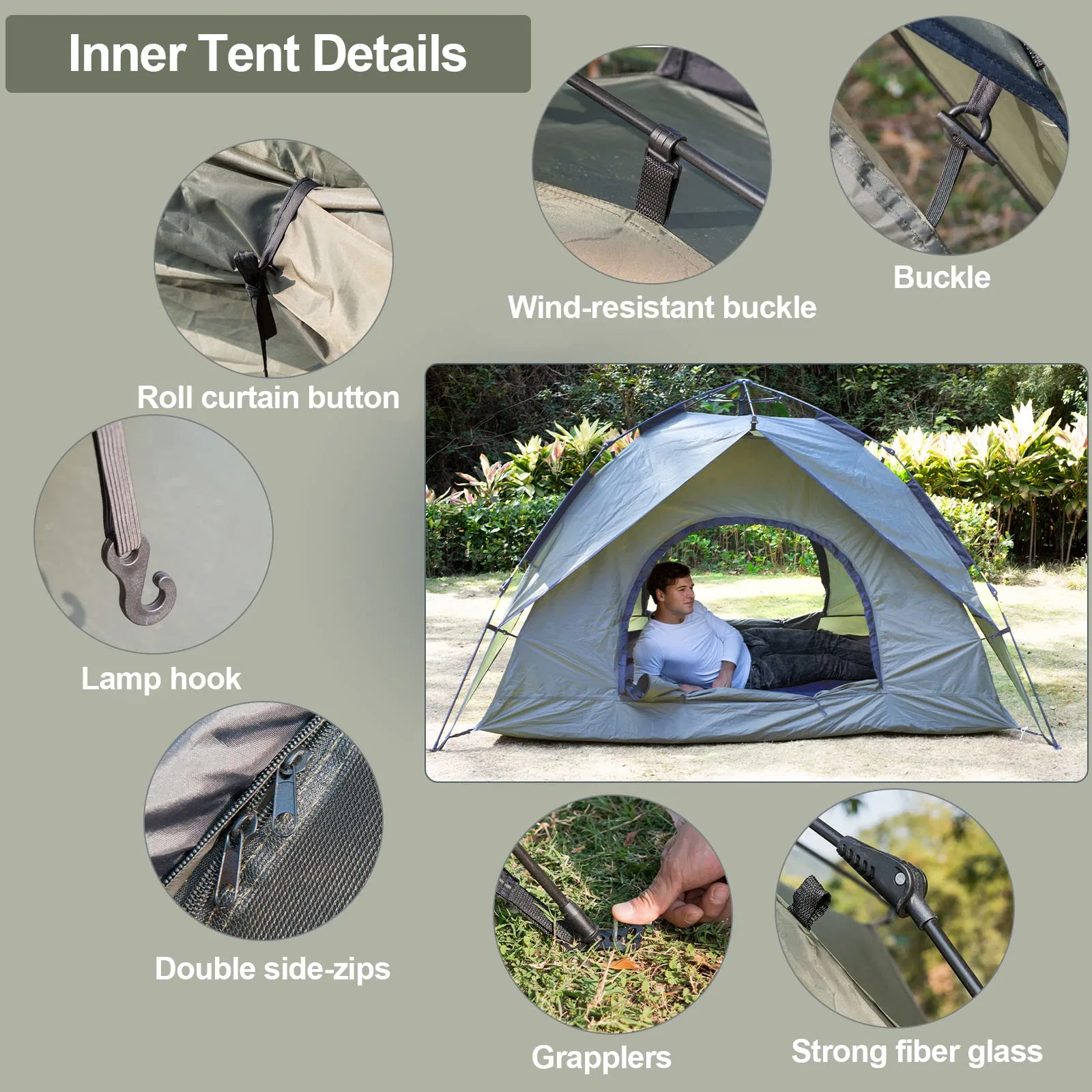 Senderismo Backpacking automático Domo Camping Doble capa impermeable Familia instantánea Pop-up Tiendas