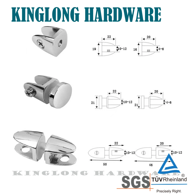 Glasbeschläge Hardware Glasablage Halter Zinklegierung Glas Klemme