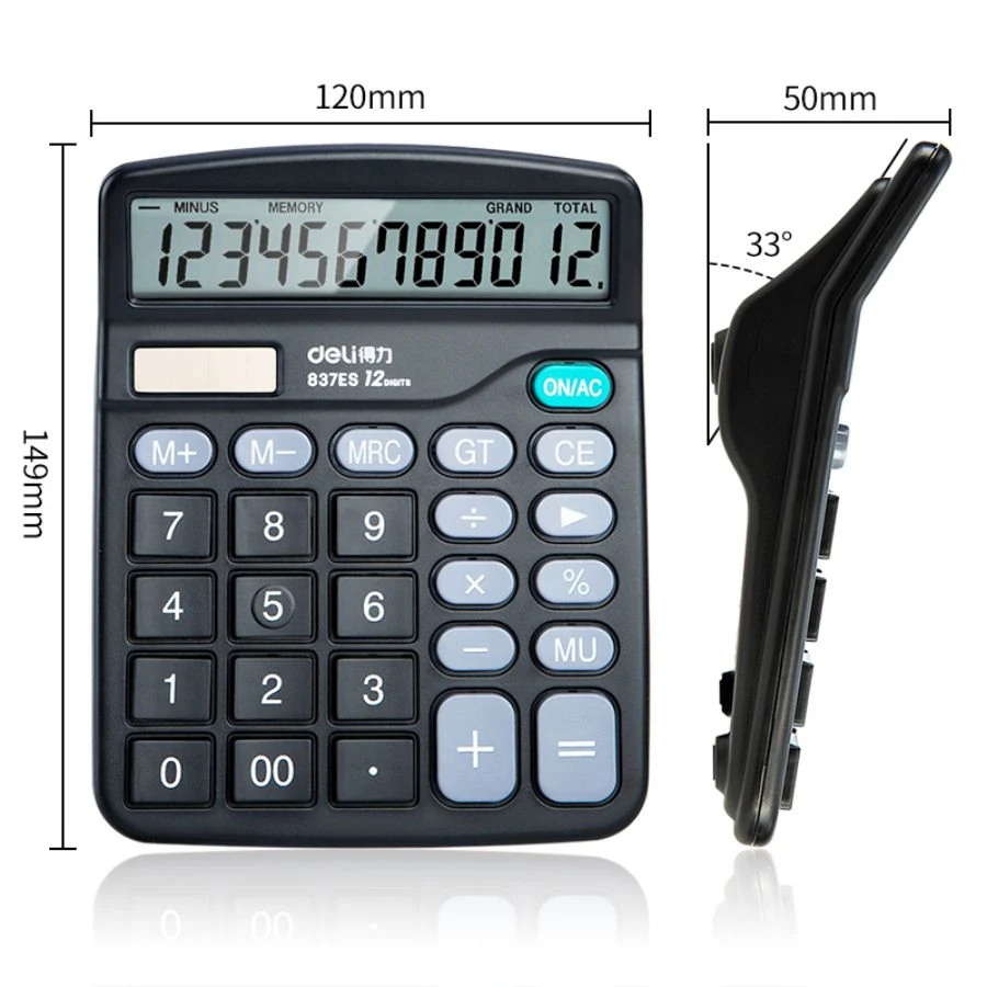 Deli 837es Classic Student Financial Accounting Office Black Desktop Calculator