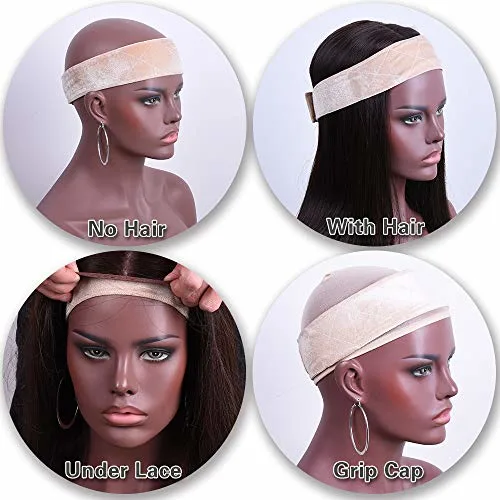 Elastic Non Slip Velvet Wig Headbands with Adjustable Grips and Velcro for Fastening Lace Wigs