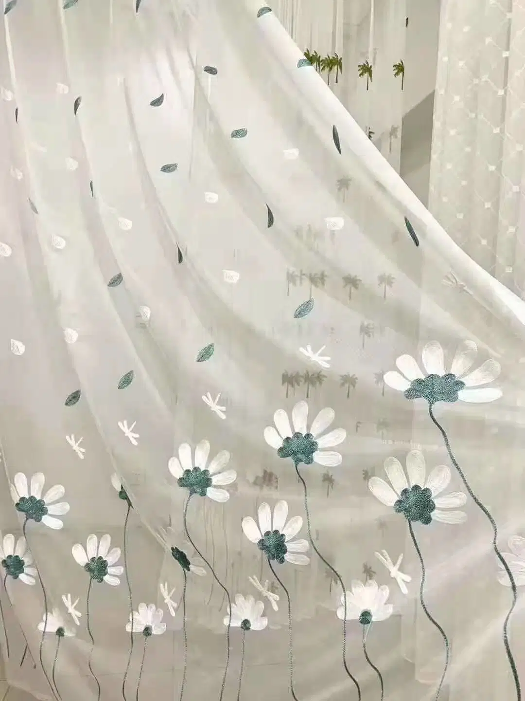 Three Colors Embroidered Dragonfly Curtain Sheer