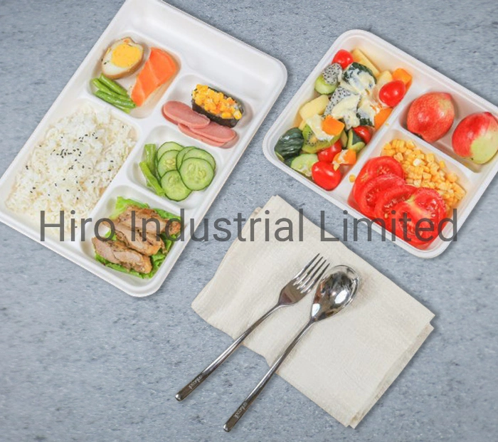 3-Compartment Tray Disposable Bagasse Tableware Eco-Friendly