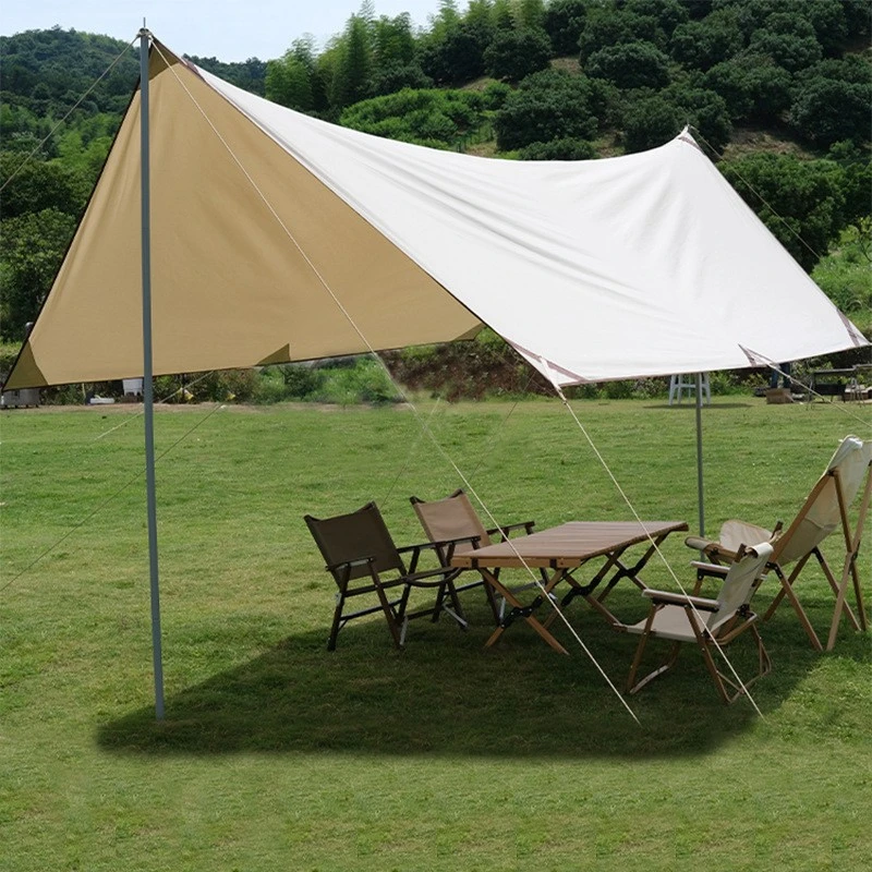 Tente de plage portable avec revêtement noir, auvent pare-soleil pour les voyages de camping, les pique-niques et les abris.