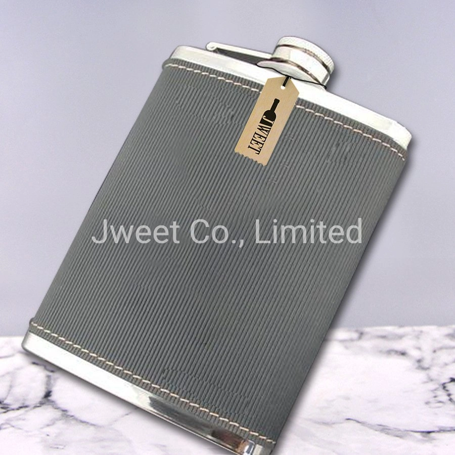 10oz Wisky Whiskey Black Flask Stainless Steel Hip Flask Leather