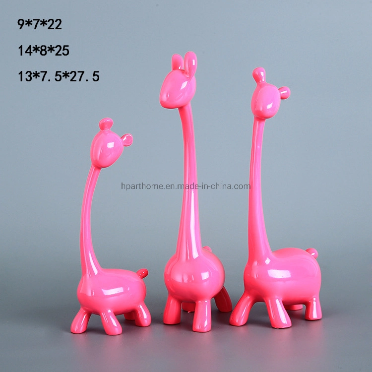 New Cartoon Natural Resin Giraffes Figurines Staues Set of Three