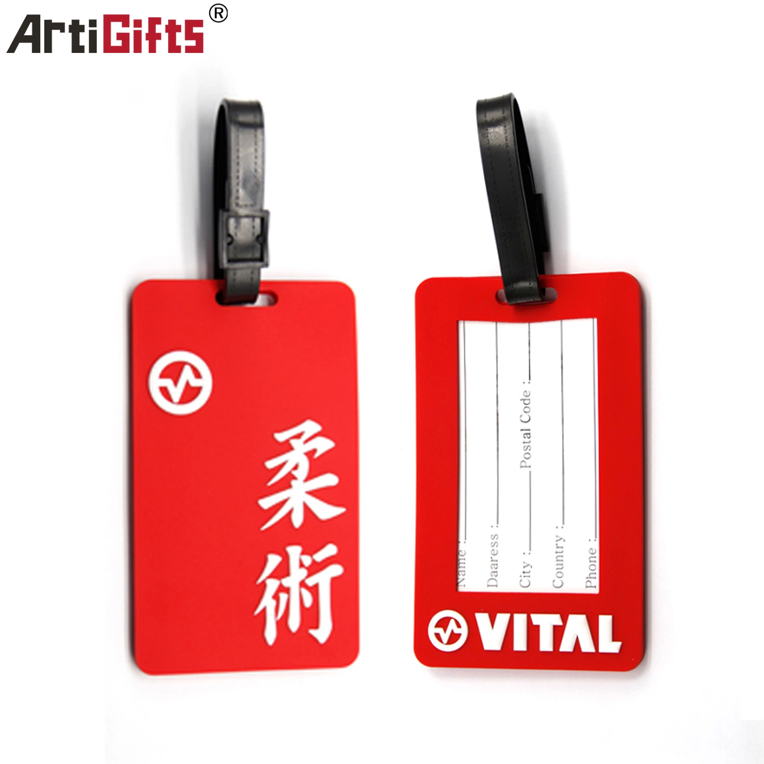 Custom Logo Red Printing Logo PVC Luggage Tag