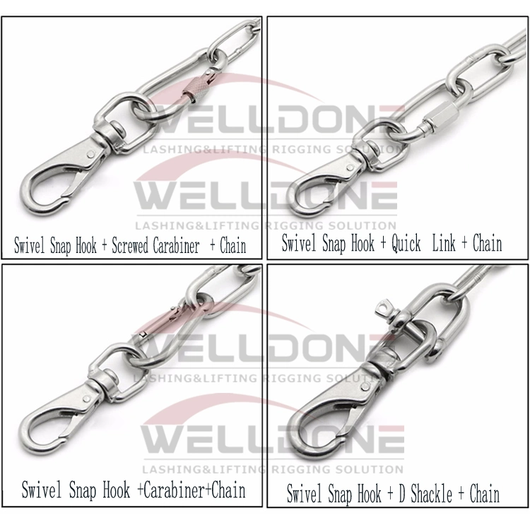 SS304/316 Stainless Steel Spring Latched Dog Collar Swivel Wholesale/Supplier Marine Snap Hooks