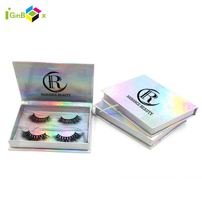 Diamond Eyelash Packaging Box Private Label Holographic Eyelash Packaging Box with Blister Tray