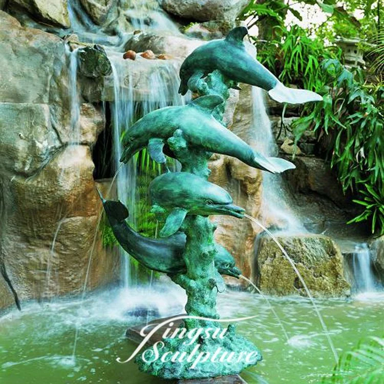 High Polishing Garden Outdoor Large Bronze Dolphin Fountain Sculpture