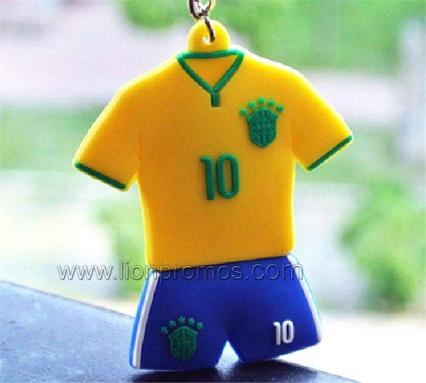 Juego de fútbol jersey de fútbol de recuerdos de promoción de la forma de llavero PVC