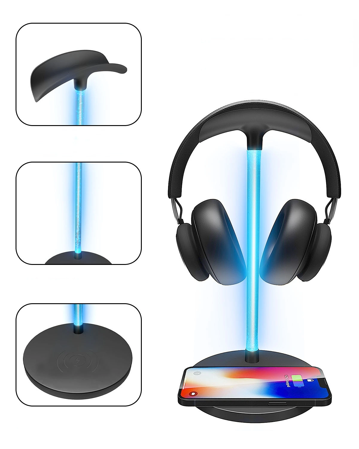 3 in 1 15W Gaming RGB Kopfhörerhalter Fast Wireless Lightning Handy-Ladegerät