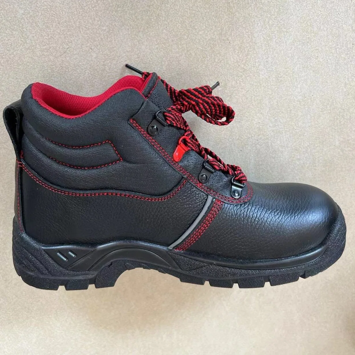 Embossed Split Leather Upper PU Injection out-Sole Safety Work Shoes