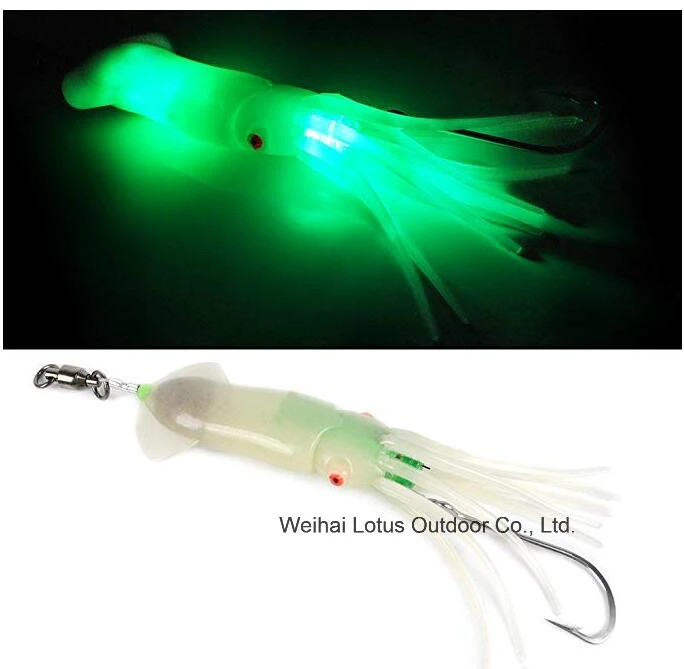 Saltwater Fishing Lure Trolling Squid Offshore Bait Teaser 7" Built-in LED Light Mahi Tuna Marlin Sails Squid Lure Fishing Lures Fishing Tackle