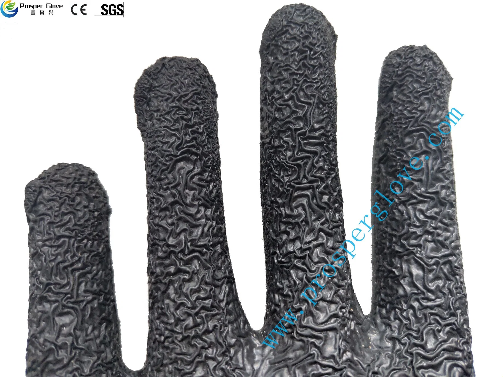 10 Gauge Grey Cotton with Black Latex Coated Crinkle Finished Safety Working Gloves