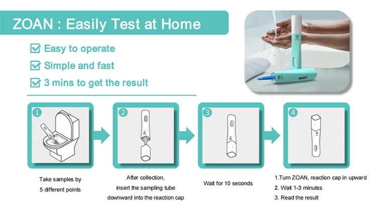 Medical Equipment Rapid Diagnostic Test Fecal Occult Blood Fob Reagent Test Kit Home Self