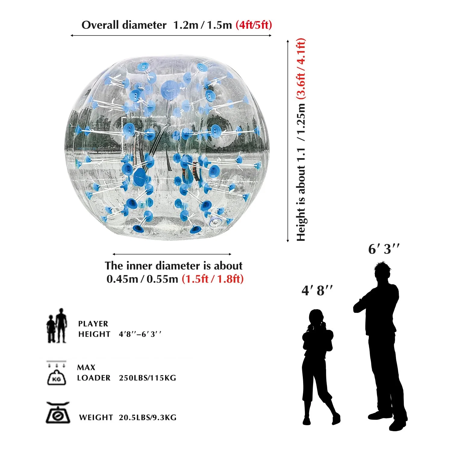 Fábrica de adultos cuerpo humano bola de parachoques Inflatable bola de burbujas de parachoques Burbuja inflable