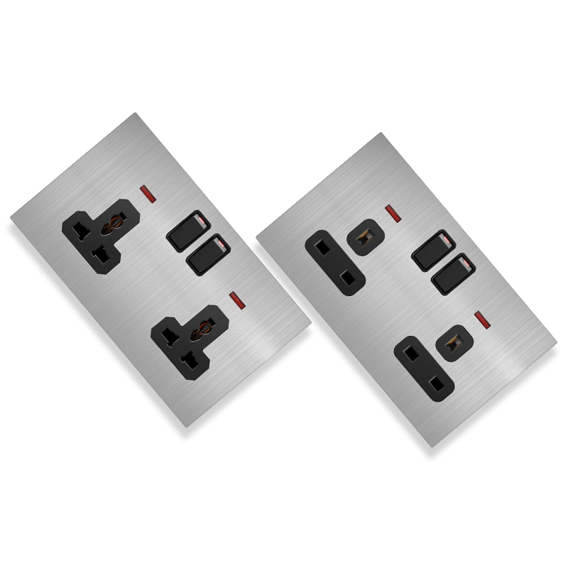 S5.1 CE Gcc UK Big Plate Stainless Steel Electrical Wall Switch Sockets