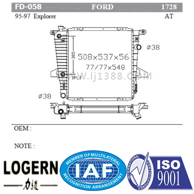 High quality/High cost performance  Aluminum Radiator for Ford Explorer&prime; 95-97 at Dpi: 1728