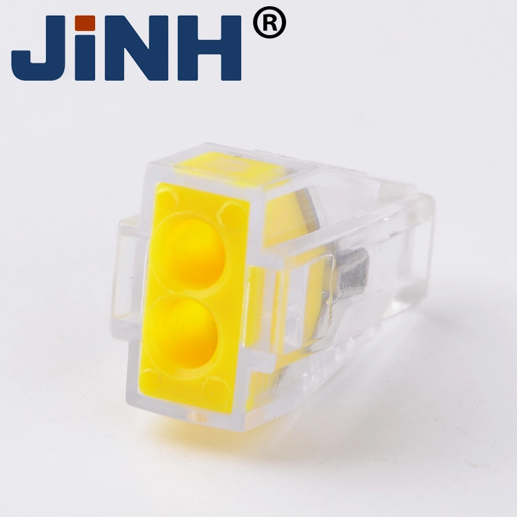 Electrical Insulated Ceiling 1 to 2.5mm2 24A 2 Way Yellow Fast in-Line Cable Terminal Connector Spring Wires Connectors
