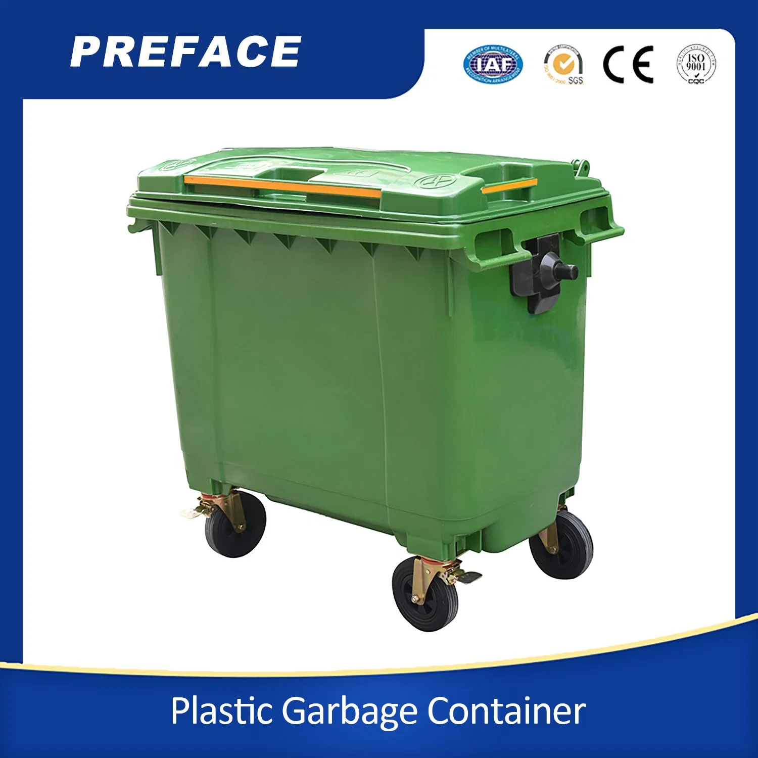 Outdoor Street HDPE New Material Plastic Recycling Sanitary Garbage Bin Movable Waste Bin Trash Can 660 Liter