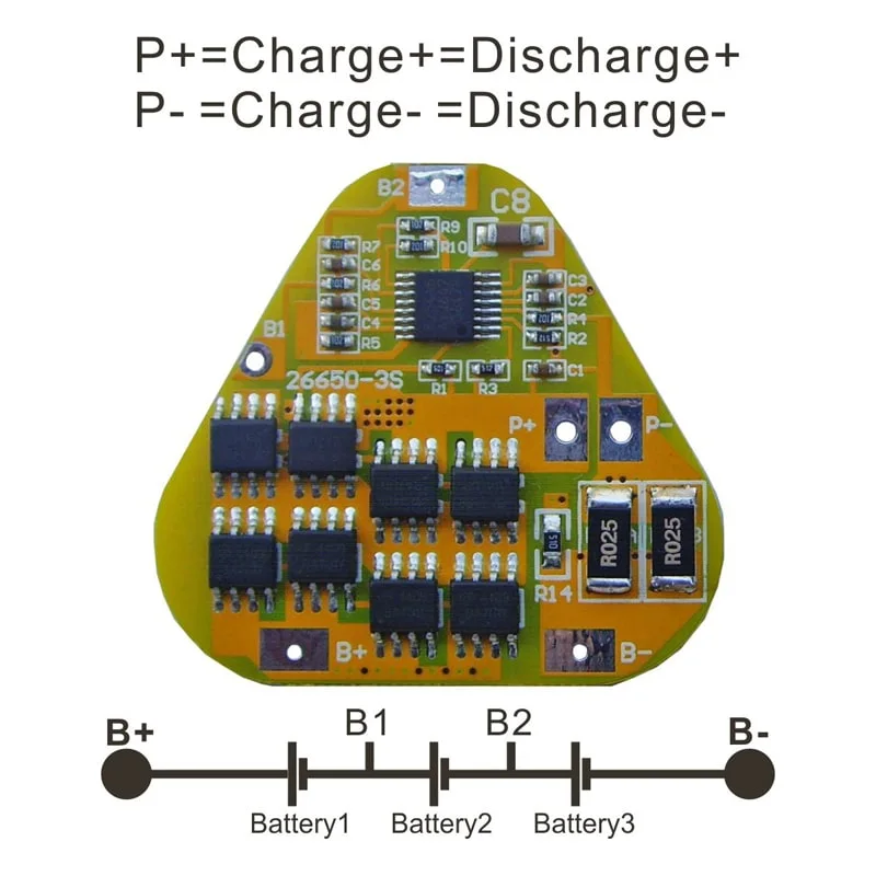 3s 20A BMS para Triangular 10,8V 11.1V 12V/Li-ion de litio-polímero de litio/9V 9,6V LiFePO4 Batería Talla L42*W39*T3.5mm (PCM-L03S20-157)