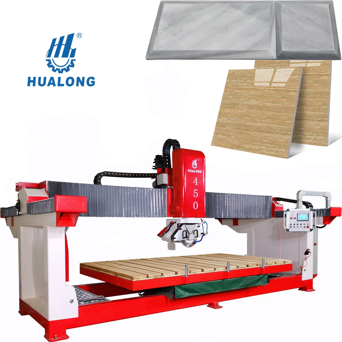 Hualong Machinery Hlsq-450 Automatic 45 Degree Slab Miter Granite Cutting Machine Tile Cutter Stone Bridge Saw for Marble Quartz Porcelain